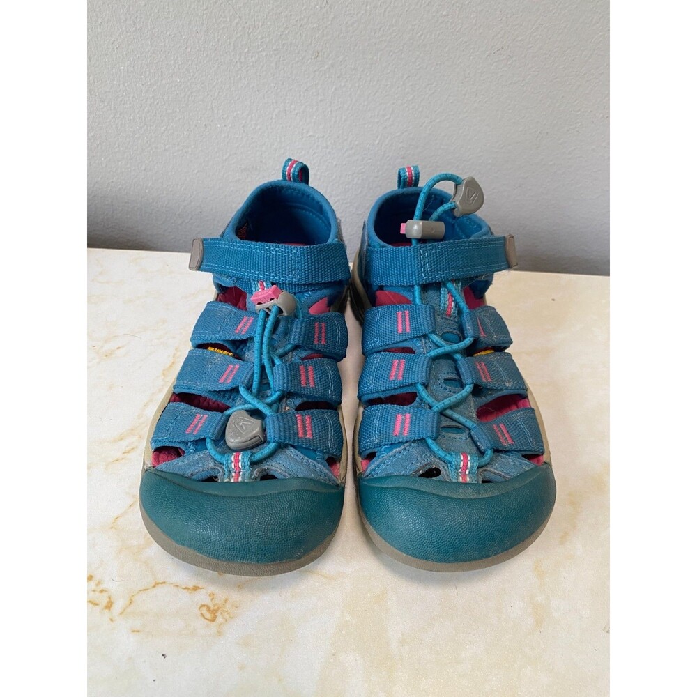 KEEN Youth Size 1 Waterproof Hiking Sandals Blue Teal Pink Clean Newport H2